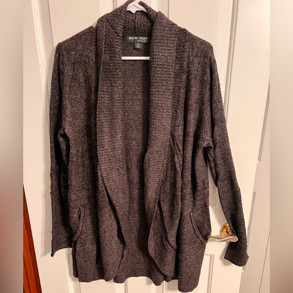 Barefoot Dreams Charcoal Open Front Cardigan